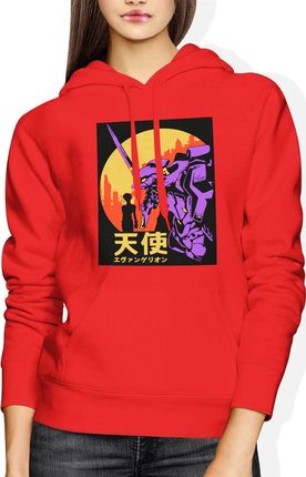 Jhk Neon Genesis Evangelion Damska Bluza Z Kapturem M Czerwony