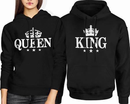 Jhk King/Queen Bluzy Dla Par Damska Bluza Z Kapturem L Czarny