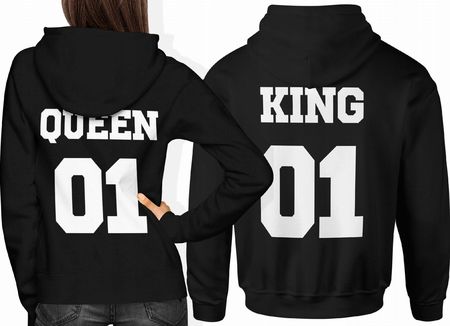 Jhk King/Queen Bluzy Dla Par Męska Bluza Z Kapturem XL Czarny