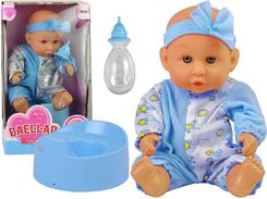 Lalka Bobas Niebieska Nocnik Siusia Pije Kokardka 24 cm