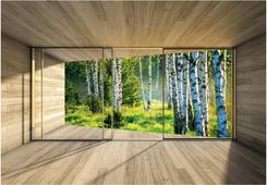 Wallarena Fototapeta Widok Przez Okno 3D Brzozy Las 152x104