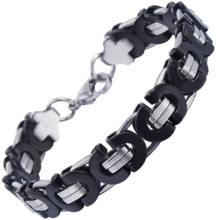 Steelova Czarno-Srebrna Bransoletka splot Królewski Stal 316L (11 mm) (BS2046D)