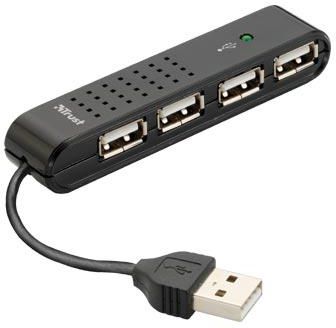 Trust Vecco 4 Port USB 2.0 Mini Hub Black (14591)