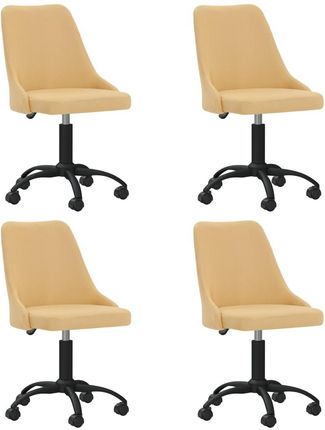 VidaXL Obrotowe Krzesła Stołowe 4 Szt Żółte Obite Tkaniną 375672