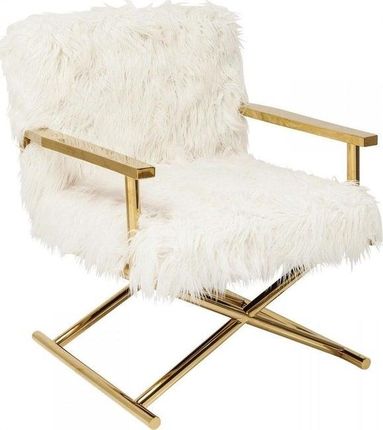 Kare Design Fotel Mr Fluffy Biały Złoty 12735