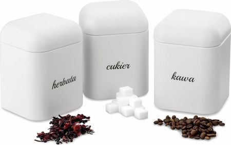 Starke Pro Komplet 3 Pojemników Grava Kawa Herbata Cukier Biały