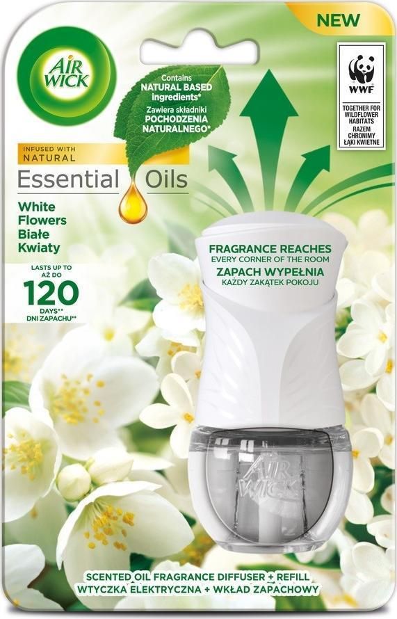 Air Wick Essential Oils Elektryczny Odświeżacz Powietrza I Wkład Białe