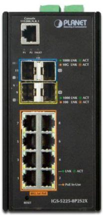 Planet Switch Igs-5225-8P2S2X 8-Port Poe 1000Base-T+2Port 1000Base-X Sfp+2Port 10G Sfp Przemysłowy (Z24083)