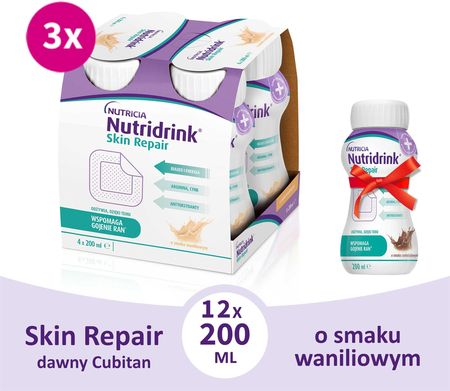 Nutridrink Skin Repair o smaku waniliowy 12x200ml + smak czekoladowy 200ml