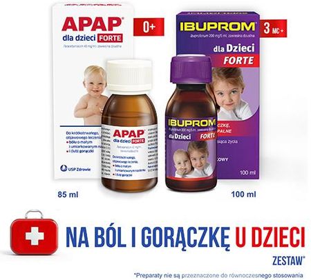 Usp Zdrowie Zestaw APAP Dla Dzieci Forte - zawiesina doustna, 40 mg/ml, 85ml + Ibuprom płyn, 200 mg/5ml, 100ml