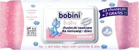 Bobini Baby Sensitive Chusteczki Z Aloesem I Rumiankiem 70Sztuk