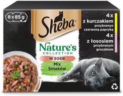 Sheba Tacka Nature'S Collection Mix Smaków Mokra Karma Dla Dorosłych Kotów W Sosie Z Kurczakiem Przybranym Czerwoną Papryką Łososiem 8X85G