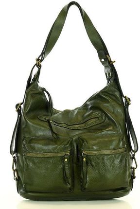 MARCO MAZZINI Miejska torebka plecak skórzana convertible leather bag zielony