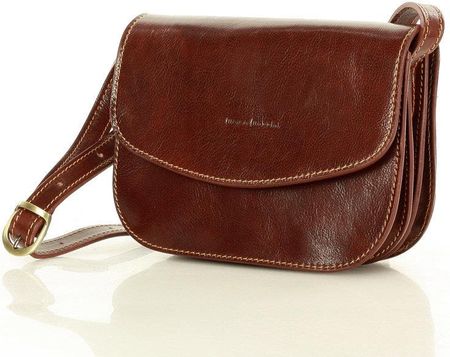 MARCO MAZZINI Torebka skórzana messegerka classic leather bag brąz marrone