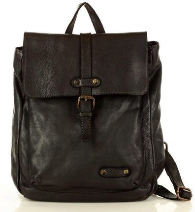 MARCO MAZZINI Miejski plecak skórzany w stylu old look handmade leather czarny