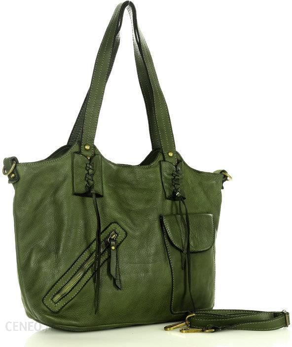 Materiałowa torebka shopper z plecionym dołem Verde - Sklep z odzieżą  damską premium - modne ubrania