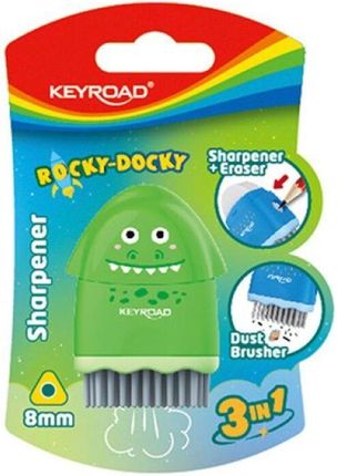 Keyroad Temperówka Plastikowa Z Gumką Rocky-Docky Pojedyncza Blister