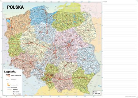 Suchościeralna Mapa Polski A0 Naklejana Na Ścianę 119X84Cm Z Mocowaniem