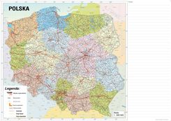 Ścieralna Mapa Polski B0 Naklejana Na Ścianę 144X102Cm Z Mocowaniem - Mapy ścienne
