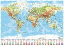 Suchościeralna Mapa Świata A0 Naklejana Na Ścianę 119X84Cm Z Mocowaniem