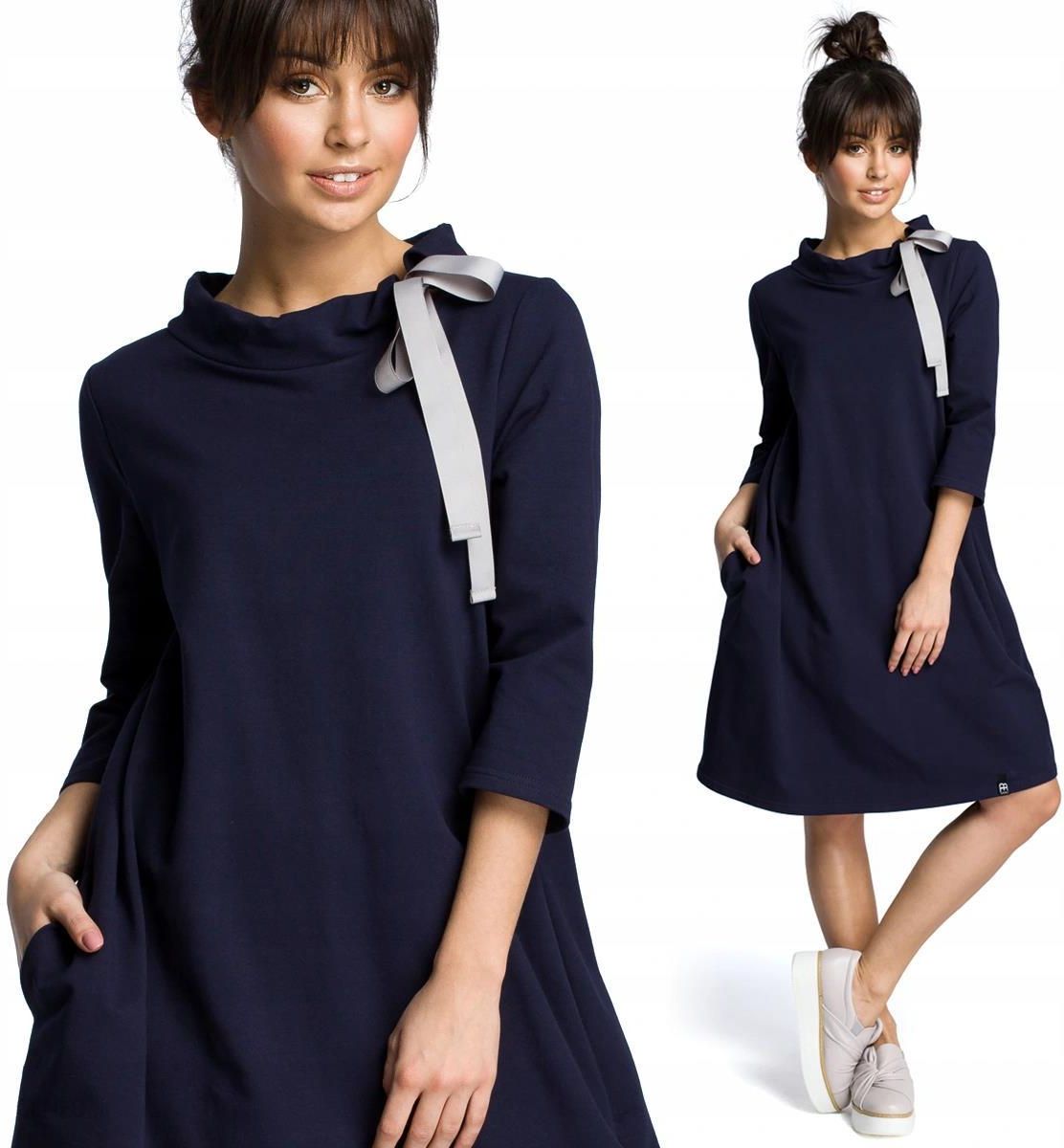 Luźna dresowa Sukienka midi z Kieszeniami 42 XL - Ceny i opinie 