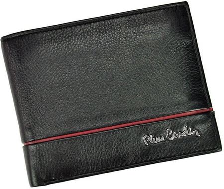 Skórzany portfel męski z kolorowym przeszyciem, z miejscem na dokumenty - Pierre Cardin