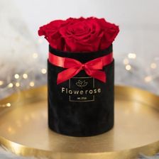 Czerwone wieczne róże czarny flowerbox VELVET S - Kompozycje kwiatowe