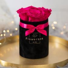 Ciemnoróżowe wieczne róże czarny flowerbox VELVET S