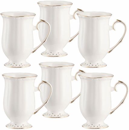 Villa Italia Zestaw kubków porcelanowych 300ml CLARA Gold Ivory 6szt