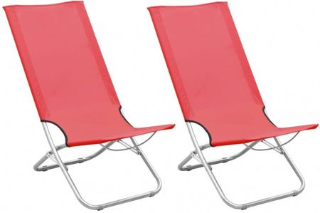 Składane Krzesła Plażowe 2 Szt. Czerwone Obite Tkaniną