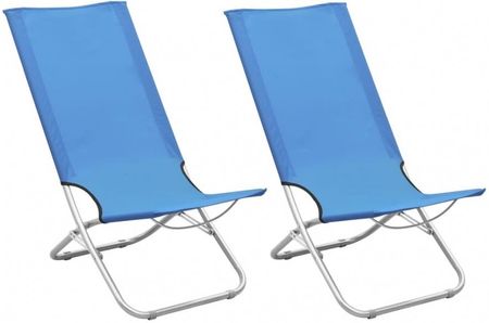 Składane Krzesła Plażowe 2 Szt. Niebieskie Obite Tkaniną