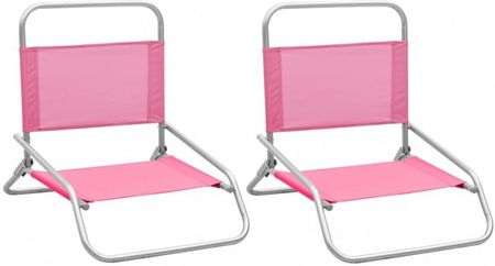 Składane Krzesła Plażowe 2 Szt. Różowe Obite Tkaniną