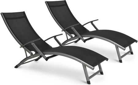 Leżak Ogrodowy Aluminiowy Relax Black 2X