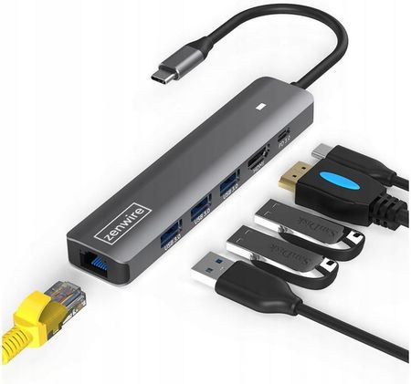HUB USB-C Adapter 7W1 HDMI 4K USB Ethernet RJ45 M1 Zenwire
