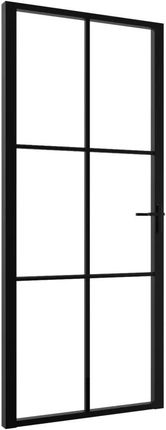 vidaXL Drzwi Wewnętrzne, Szkło Esg I Aluminium, 93X201,5 Czarne 151204