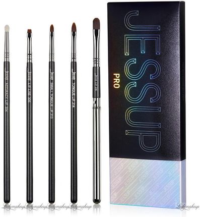 JESSUP - PRO Lip Brush Set - Zestaw 5 pędzli do makijażu ust - T325 Black/Silver