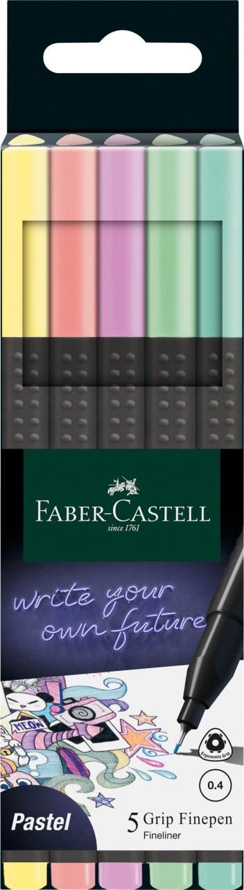 Faber-Castell Cienkopisy Grip Faber-Castell 5 Kolorów Pastelowych ...