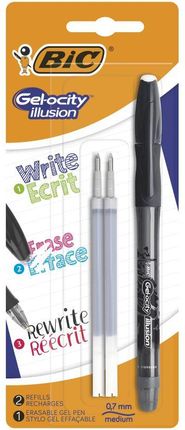 Bic Długopis Wymazywalny Gel-Ocity Illusion Czarny 3Szt.