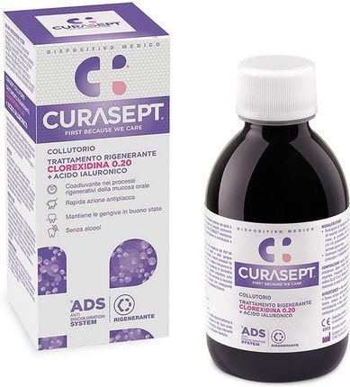CURASEPT ADS220 Regenerative - Regenerujący płyn do płukania jamy ustnej z chlorheksydyną i kwasem hialuronowym na dziąsła 200 ml