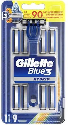 Gillette Blue 3 Hybrid Maszynka Jednorazowa + Wkłady 9 Sztuk