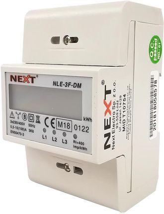 Next Cyfrowy Licznik Energii 3-Fazowy Modułowy 100A Nle-3F-Dm Z Certyfikatem Mid (14060031)