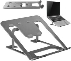 Zdjęcie Aluminiowa ultra cienka składana podstawka pod laptopa Ergo Office, szara, pasuje do laptopów 11-15'', ER-416 G Ergo Office - Skalbmierz