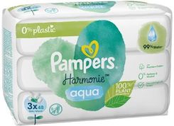 Zdjęcie Pampers Chusteczki Nawilżane Harmonie Aqua Plastic Free 3X48Szt. - Łobżenica