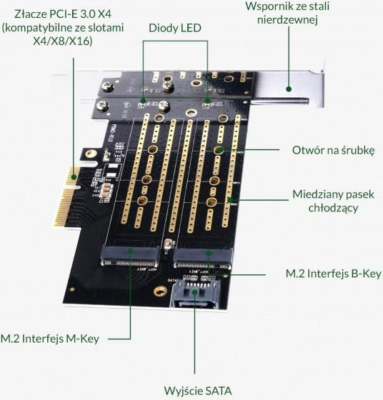 Karta PCI-E ORICO na M.2 NVMe i M.2 SATA (PDM2-BP) - zdjęcie 5 Karta PCI-E ORICO na M.2 NVMe i M.2 SATA (PDM2-BP)