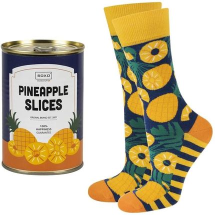 Skarpety damskie SOXO Ananas w puszce - kolorowy zabawny prezent