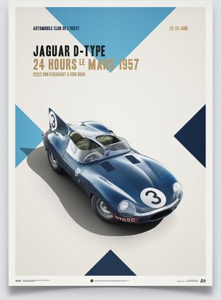 Klasykami.pl Jaguar D Type Blue 24H Le Mans 1957 Poster