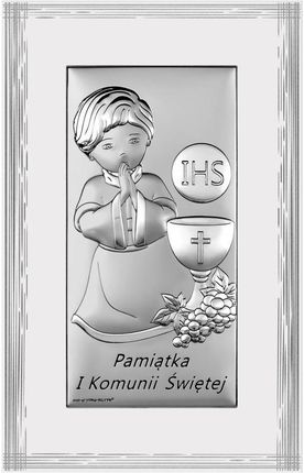 Dono Obrazek Srebrny Pamiątka I Komunii dla chłopca prostokąt z podpisem DS135FO (51121733)