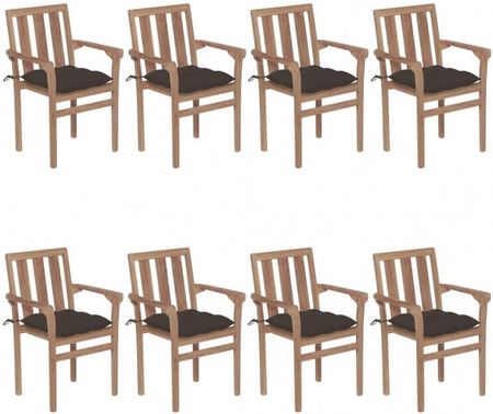 Sztaplowane Krzesła Ogrodowe Z Poduszkami 8 Szt. Tekowe Kod: V-3073456