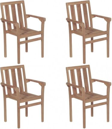 Sztaplowane Krzesła Ogrodowe 4 Szt. Lite Drewno Tekowe Kod: V-3073376