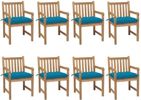 Krzesła Ogrodowe Z Kobaltowymi Poduszkami 8 Szt. Tekowe Kod: V-3073077